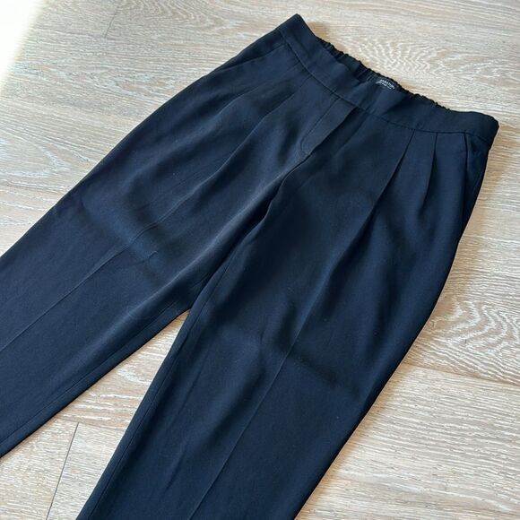 Babaton Cohen Pleated Dress Pant Pull-On Ankle 24" Black Sz0 - Picture 6 of 11